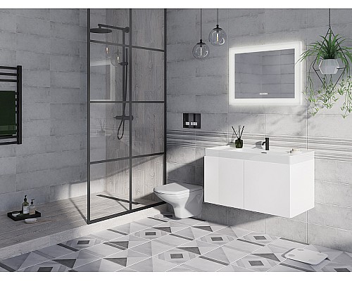 Комплект унитаза с инсталляцией Cersanit Carina 64440 с сиденьем Микролифт и клавишей смыва Хром матовый