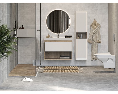 Комплект унитаза с инсталляцией Cersanit Carina 64440 с сиденьем Микролифт и клавишей смыва Хром матовый