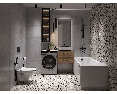 Комплект унитаза с инсталляцией Cersanit Carina 64440 с сиденьем Микролифт и клавишей смыва Хром матовый