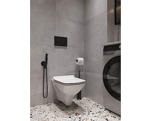 Комплект унитаза с инсталляцией Cersanit Carina 64440 с сиденьем Микролифт и клавишей смыва Хром матовый