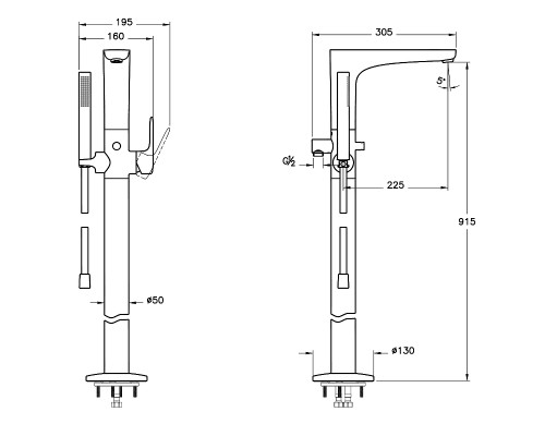 Смеситель для ванны Vitra Root Round A42741EXP Хром
