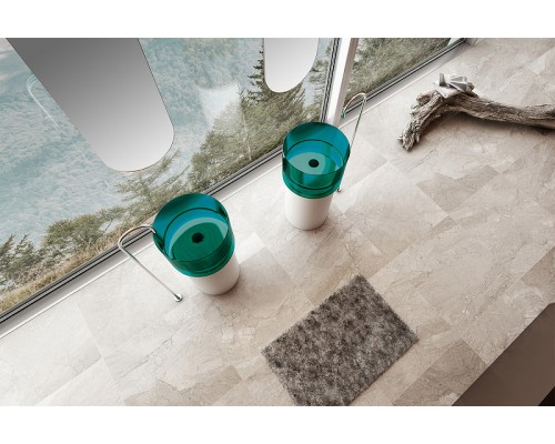 Раковина Abber Kristall 45 AT2701White-Aquamarin-H Белая Бирюзовая