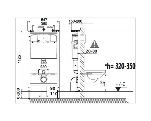 Комплект унитаза с инсталляцией Laufen Pro Rimless ПЭК Z.RU93.0.761.6 с сиденьем Микролифт и Белой клавишей смыва