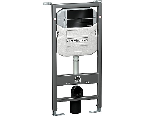 Комплект унитаза с инсталляцией Ceramicanova Balearica CN6000_1002B_1000 с сиденьем Микролифт и Черной матовой клавишей смыва