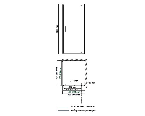 Душевой уголок WasserKRAFT Elbe 80x80 74P02 профиль Черный стекло прозрачное