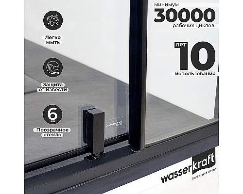 Душевой уголок WasserKRAFT Elbe 80x80 74P02 профиль Черный стекло прозрачное