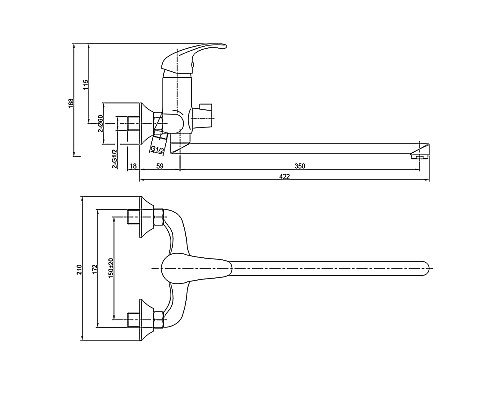 Смеситель для ванны WesnaArt Listok LIS01-320 универсальный Хром