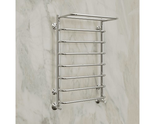 Водяной полотенцесушитель Terminus Полка П6 500x600 4670078530288 с полкой Хром, нижнее подключение, G 1/2" ВР