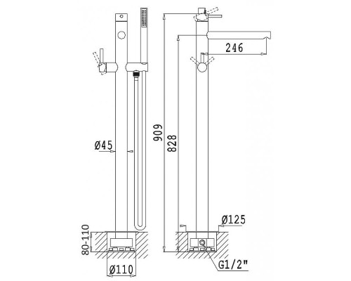 Смеситель для ванны Cezares Czr CZR-B-VDP-03 Золото