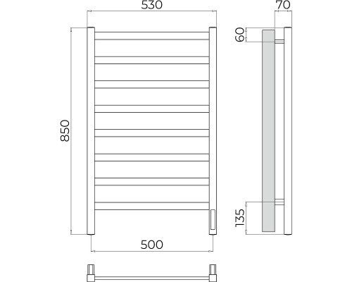 Электрический полотенцесушитель Terminus Ното П8 500х850 4670078544537 Хром