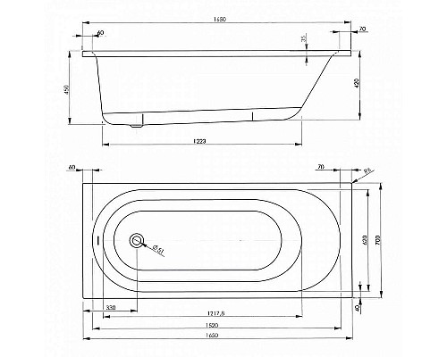 Акриловая ванна Vagnerplast Kasandra 165x70 VPBA165KAS2X-04 без гидромассажа