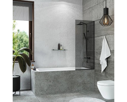 Шторка на ванну Reflection 50х140 RX14050TBL-04 профиль Черный стекло тонированное