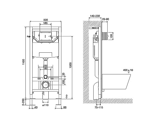 Инсталляция Lemark Peneda Expert 9812002 для унитаза без клавиши смыва