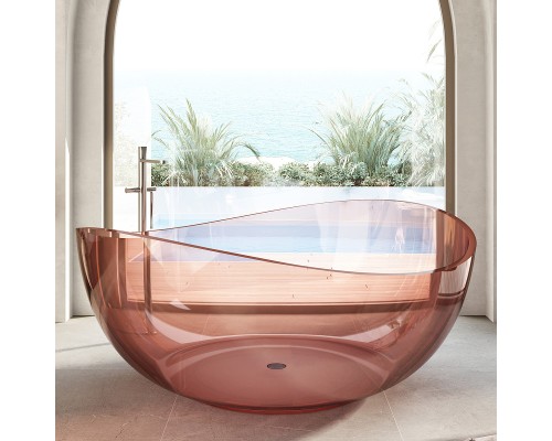 Ванна из полиэфирной смолы Abber Kristall 150х150 AT9705Koralle Розовая без гидромассажа