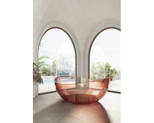 Ванна из полиэфирной смолы Abber Kristall 150х150 AT9705Koralle Розовая без гидромассажа