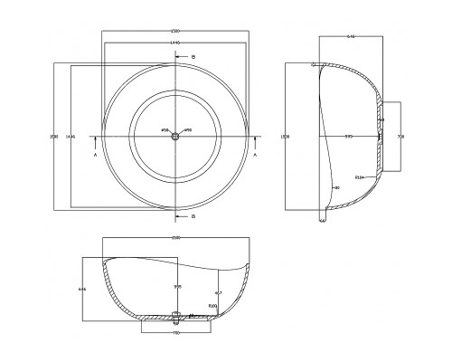 Ванна из полиэфирной смолы Abber Kristall 150х150 AT9705Koralle Розовая без гидромассажа