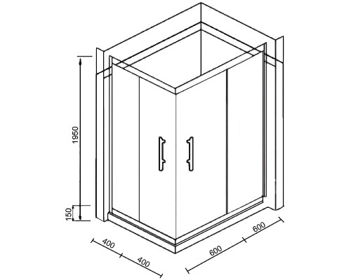 Душевой уголок Parly 120х80 ZQ121B профиль Черный стекло прозрачное