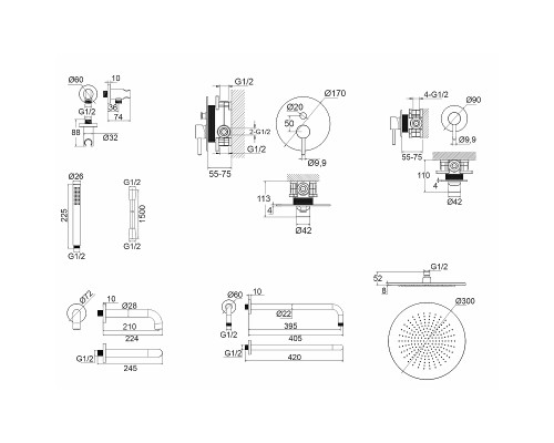 Душевая система Whitecross Y gold YSET07GL Золото