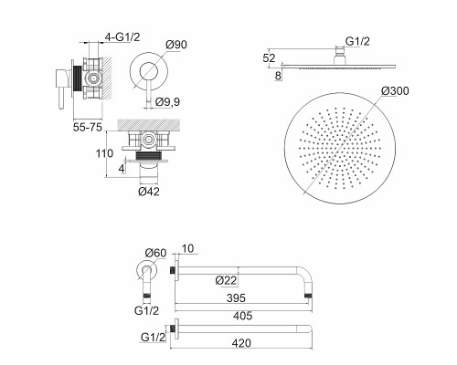 Душевая система Whitecross Y chrome YSET01CR Хром