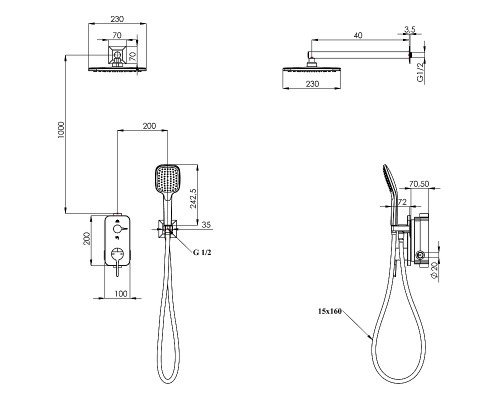 Душевая система Teska Alinda AS2201 Хром