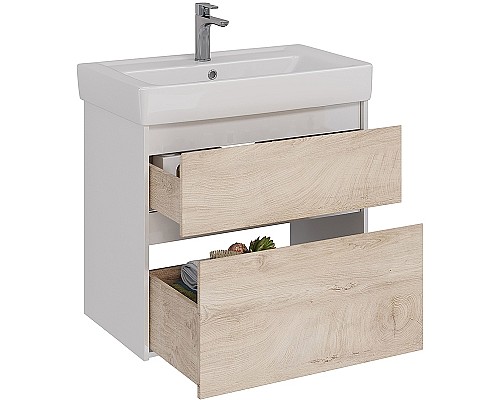 Тумба под раковину Lemark Combi 80 LM03C80T-dub подвесная Дуб кантри Белый глянец