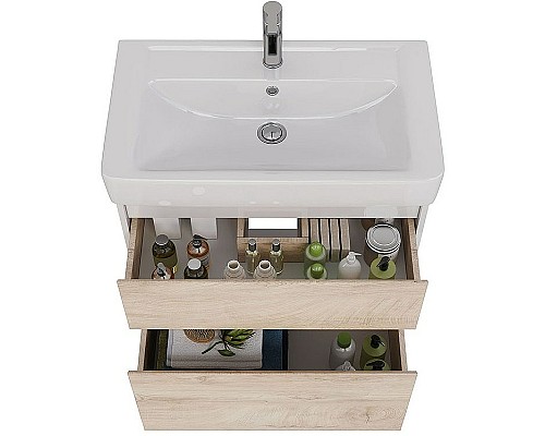 Тумба под раковину Lemark Combi 80 LM03C80T-dub подвесная Дуб кантри Белый глянец