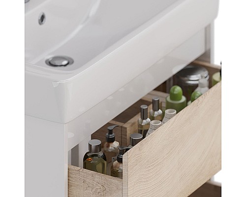 Тумба под раковину Lemark Combi 80 LM03C80T-dub подвесная Дуб кантри Белый глянец