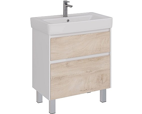Тумба под раковину Lemark Combi 80 LM03C80T-dub подвесная Дуб кантри Белый глянец