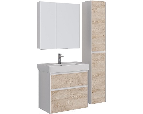Тумба под раковину Lemark Combi 80 LM03C80T-dub подвесная Дуб кантри Белый глянец