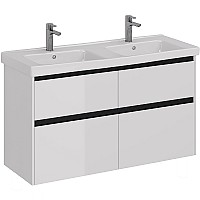 Тумба под раковину Lemark Combi 125 LM03C125T-black подвесная Белый глянец