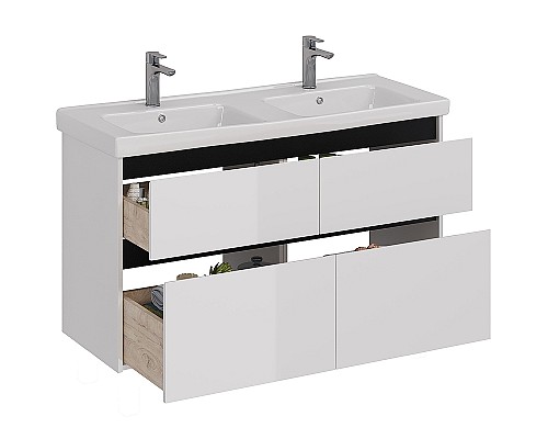 Тумба под раковину Lemark Combi 125 LM03C125T-black подвесная Белый глянец Тумба под раковину Lemark Combi 125 LM03C125T-black подвесная Белый глянец