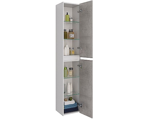 Шкаф пенал Lemark Combi 35 LM03C35P-Beton подвесной Бетон Белый глянец
