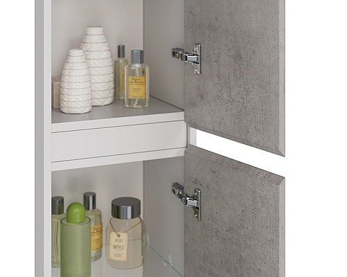 Шкаф пенал Lemark Combi 35 LM03C35P-Beton подвесной Бетон Белый глянец