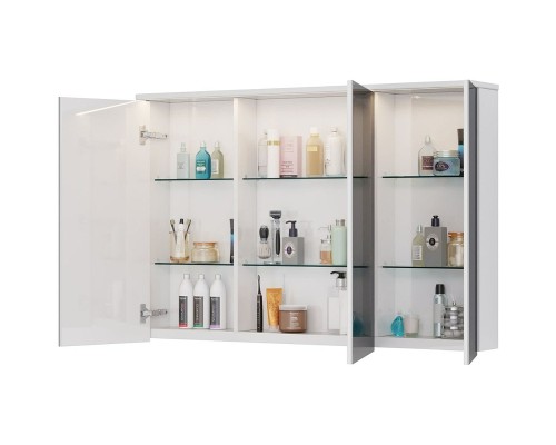 Зеркальный шкаф Lemark Zenon 120 с подсветкой Белый глянец