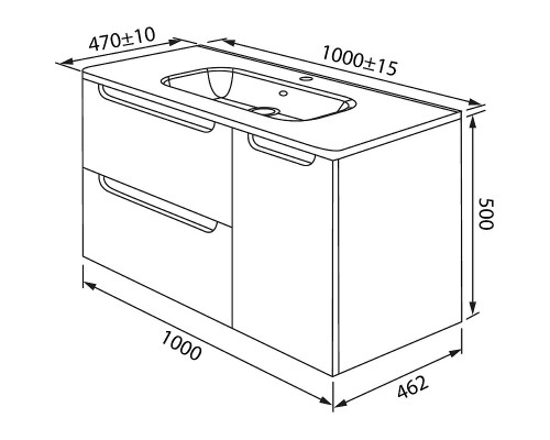 Тумба с раковиной Iddis Edifice 100 EDI10L0i95K подвесная Светло-серая