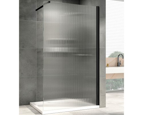 Душевая перегородка Abber Immer Offen 100 AG61101R8 профиль Черный стекло рифленое