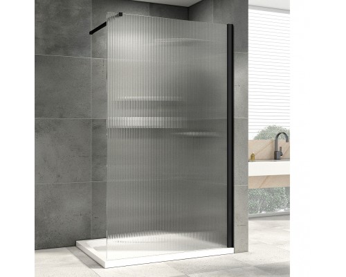 Душевая перегородка Abber Immer Offen 100 AG61101R8 профиль Черный стекло рифленое