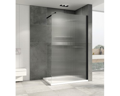 Душевая перегородка Abber Immer Offen 100 AG61101R8 профиль Черный стекло рифленое