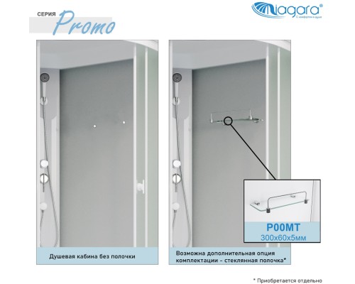 Душевая кабина Niagara Promo 110x80 L P110/80/26L/MT/BK без гидромассажа