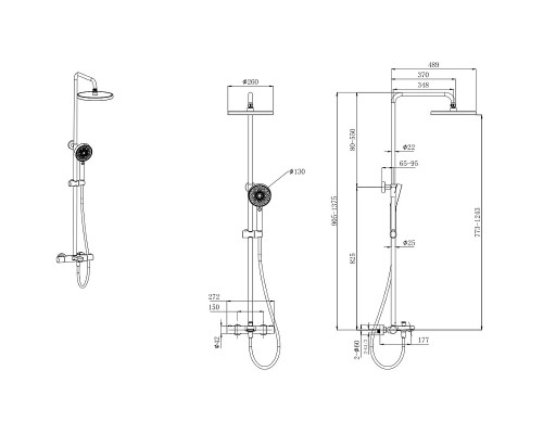 Душевая система Aquatek AQ2043CR с термостатом Хром