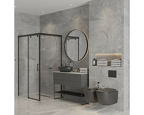 Душевой уголок Paini Dax 120x80 84YO12080 профиль Черный матовый стекло прозрачное