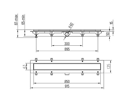 Душевой лоток Paini Line 850 CH850L с решеткой Хром глянец