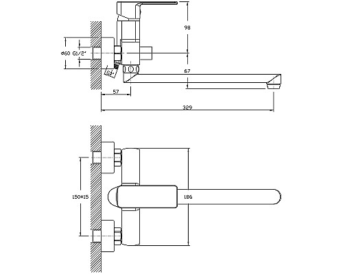 Смеситель для ванны Decoroom DR20043 универсальный Хром