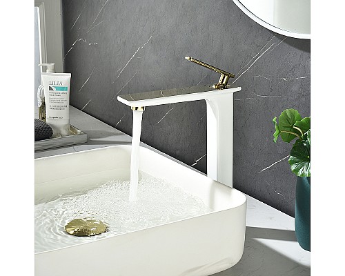 Смеситель для раковины Lemark Mista LM6409WG Белый Золото