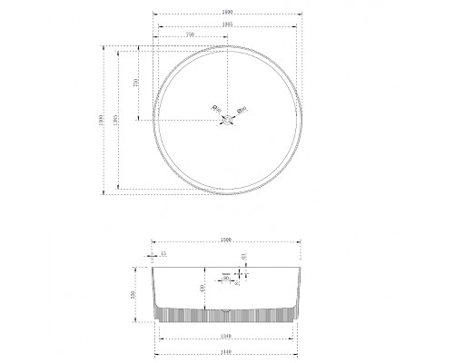 Ванна из искусственного камня Abber Stein 150x150 AS9679 без гидромассажа