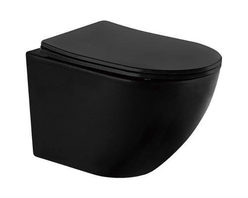 Комплект унитаза с инсталляцией Abber Bequem AC1100MB-AC0105-AC0120MB с сиденьем Микролифт и Черной матовой клавишей смыва