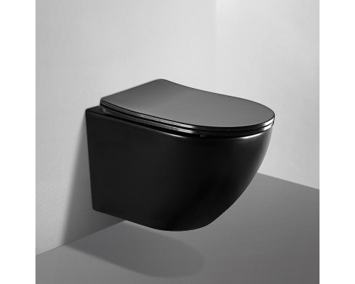 Комплект унитаза с инсталляцией Abber Bequem AC1100MB-AC0105-AC0120MB с сиденьем Микролифт и Черной матовой клавишей смыва