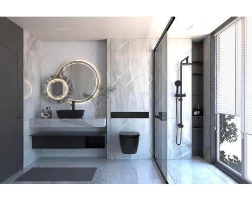 Комплект унитаза с инсталляцией Abber Bequem AC1100MB-AC0105-AC0120MB с сиденьем Микролифт и Черной матовой клавишей смыва