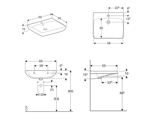 Раковина Geberit Selnova Comfort 65 500.292.01.1 Белая
