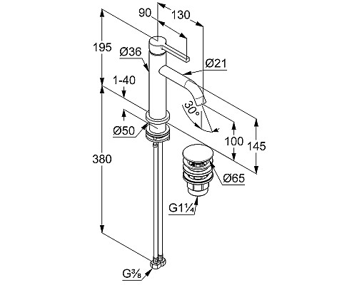 Смеситель для раковины Kludi Nova Fonte Pura 202885315 Белый матовый
